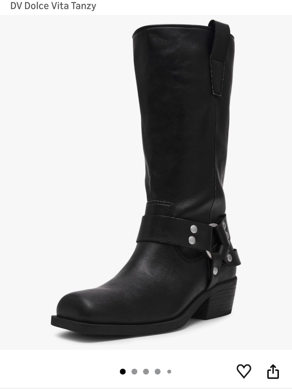 DV by Dolce Vita Black Leather Mid-Calf Harness Boot